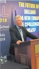  ??  ?? Clockwise from above: Peter Robinson speaking at a Donegal summer school; the leaders’ debate at Feile, and an equality debate at EastSide Arts Festival