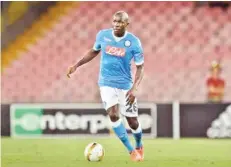 ??  ?? Napoli’s Kalidou Koulibaly scored the 1-0 winner during the Italian Serie A match between Juventus FC and SSC Napoli in Turin on Sunday