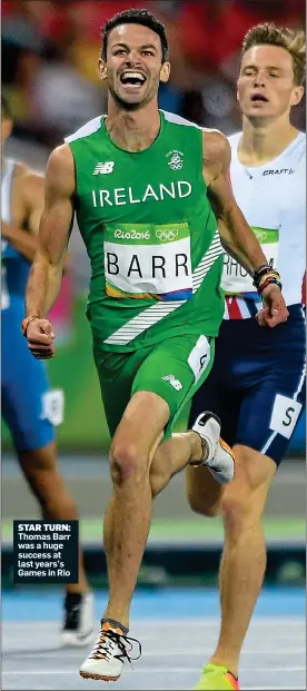  ??  ?? STAR TURN: Thomas Barr was a huge success at last years’s Games in Rio