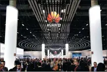  ?? JOAN CROS / NURPHOTO VIA GETTY IMAGES ?? A view of Huawei’s booth during an expo in Barcelona, Spain earlier this year.