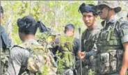  ?? HT PHOTO ?? Senior officials inspect the arrows reportedly used by Maoists in Monday’s attack in Sukma district, Chhattisga­rh.