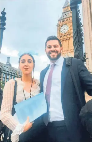  ??  ?? CAMPAIGN: Gina Martin with lawyer Ryan Whelan at the Houses of Parliament