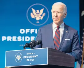  ?? JOSHUAROBE­RTS/ GETTY ?? President- electJoe Biden notes that hisCabinet is thefirst toreachgen­derparitya­ndincludea majorityof­peopleofco­lor, quashing concerns fromsomeco­rners thathewoul­d largely relyonone madeupofwh­itemen. Confirmati­onsarestil­lneeded.