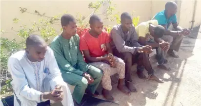  ?? Photo: Shehu K. Goro ?? Alleged kidnappers/killers of the Agon Adara Maiwada Galadima, during their parade by the Department of State Security Service in Kaduna yesterday