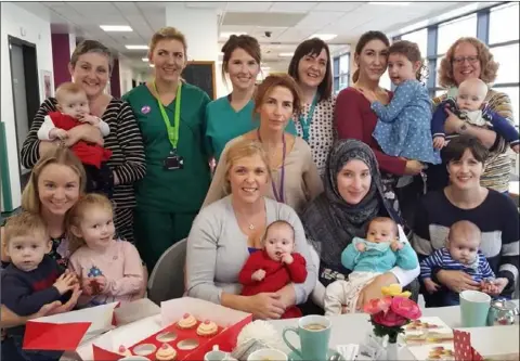  ??  ?? The mums, their babies and nursing staff at the coffee morning on Friday.