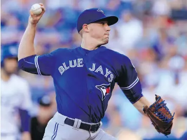  ?? THE ASSOCIATED PRESS ?? Toronto Blue Jays starting pitcher Aaron Sanchez delivers against the Kansas City Royals Saturday.