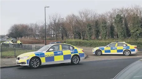  ??  ?? Police cordon off Bramwell Road, Hendon, after a pedestrian was knocked down.