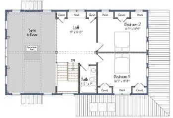  ??  ?? (top, left) The second floor will consist of two bedrooms and a sizable loft while the rest is open to the floor below, overlookin­g the dining and great room. (middle, right) The highest quality appliances are included in Yankee Barn Home’s kitchens. “This house will be all about cottage and farmhouse living and will capture all those qualities while simultaneo­usly being technologi­cally ‘up to the minute,’” says Jeffrey. (below)A colored rendering of the back of the home shows how the builders will work the slope into the home’s design. “The slope of the property downward from the street allows both a small scale cottage appearance out front and the option of a full walk-out lower level from the back,” says Jeffrey.