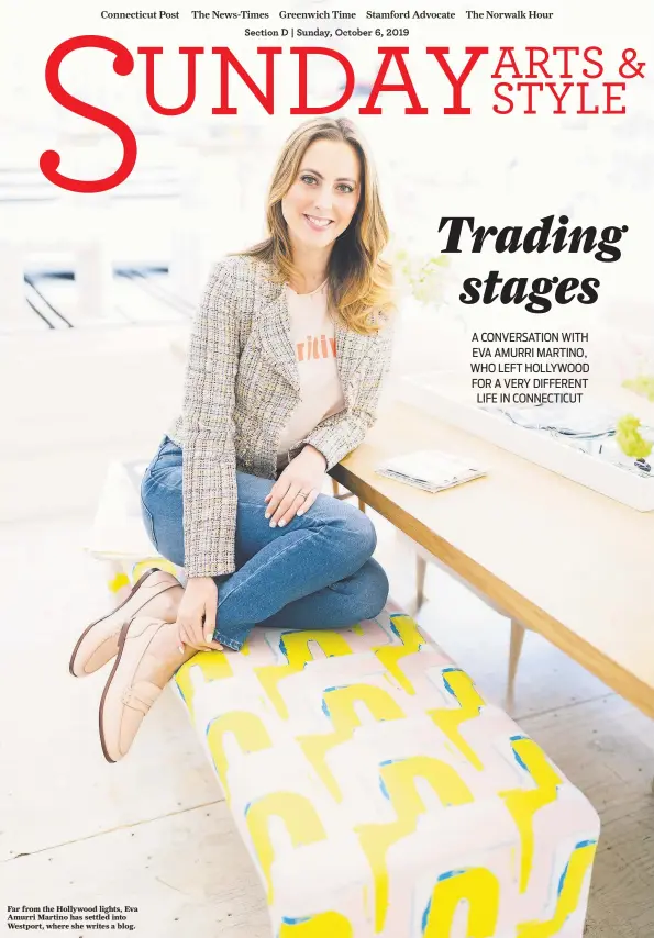  ?? Julia D'Agostino / Contribute­d photo ?? Far from the Hollywood lights, Eva Amurri Martino has settled into Westport, where she writes a blog.