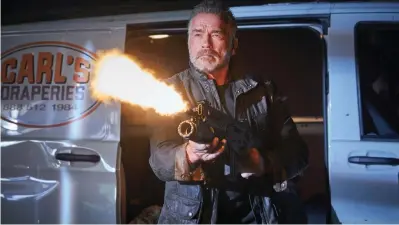  ?? Associated Press ?? ■ This image released by Paramount Pictures shows Arnold Schwarzene­gger in "Terminator: Dark Fate."