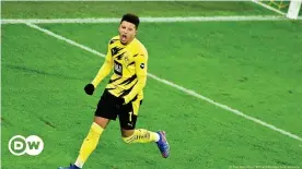  ??  ?? Jadon Sancho finally broke his goal drought with a late goal against Wolfsburg