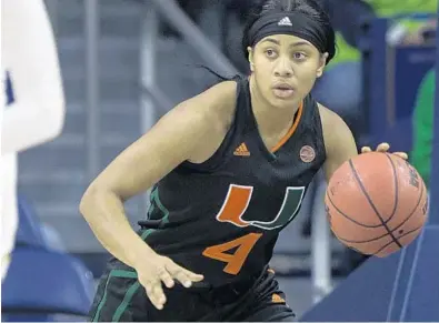  ?? ROBERT FRANKLIN/AP ?? Former FAU player Shaneese Bailey is averaging 9.7 points a game in ACC play for the Hurricanes, and she always is given the assignment of guarding the opponent’s best player.