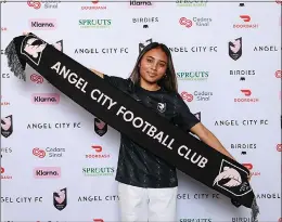  ?? PHOTO COURTESY OF ANGEL CITY FOOTBALL CLUB ?? Angel City FC made Alyssa Thompson, 18, the youngest player ever to be drafted in the NWSL when it selected the former Harvard-Westlake star with the No. 1pick in January.
