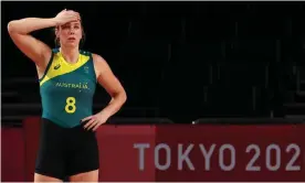  ?? Photograph: Brian Snyder/Reuters ?? Opals player Sara Blicavs during Australia’s final Group C match against Puerto Rico that they won to set up a quarter-final against the USA.