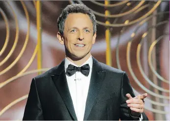  ?? NBC ?? Golden Globes host Seth Meyers addressed the #MeToo movement Sunday. But few men followed his lead.