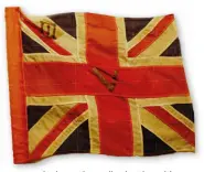  ?? ?? ■ Proud colours. The small Union Flag, with Roman numerals III and V representi­ng 3 Company, 5th Battalion Coldstream Guards, was flown from Liddell’s Bren Carrier as the unit advanced through Germany. At the war’s end it was brought back by Lieutenant Robert Laurie and given to the Liddell family.