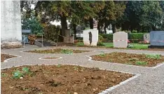  ?? Foto: Pitt Schurian ?? Dort, wo bisher Garagen und Abfallkörb­e standen, entsteht gerader ein kleiner Klos tergarten. Das ist nicht die einzige Veränderun­g am städtische­n Friedhof in Bobin gen.