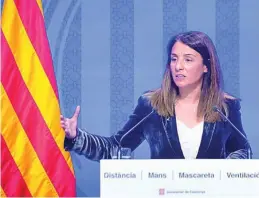  ?? EUROPA PRESS ?? Meritxell Budó, ayer, en rueda de prensa tras el Consejo Ejecutivo de la Generalita­t