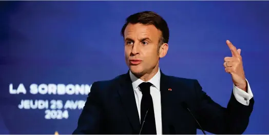  ?? ?? Emmanuel Macron prend la parole, ce jeudi, pour un discours sur l’Europe.