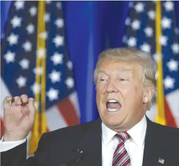  ?? (Carlo Allegri/Reuters) ?? REPUBLICAN US presidenti­al candidate Donald Trump speaks at a campaign event at the Trump National Golf Club Westcheste­r in Briarcliff Manor, New York.