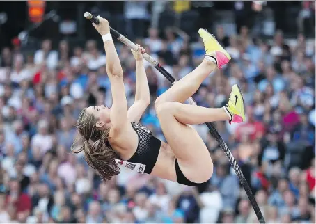  ?? PATRICK SMITH/GETTY IMAGES ?? Ontario’s Alysha Newman, seen at the IAAF World Athletics Championsh­ips in London this month, says she has a “great shot” to win prize money on Friday as the Diamond League wraps in Brussels. She set a Canadian pole vault record of 4.75 metres on Sunday.