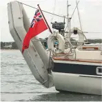  ??  ?? The dinghy stands on its transom, with the sponsons clear of the water