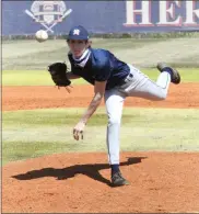  ?? Scott Herpst ?? Pitcher Cade Kiniry fires toward the plate during Heritage’s non-region game with Gordon Lee on Saturday. The Generals have another big region series this week against Pickens.