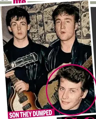  ??  ?? Reject: Pete Best, circled, with Paul, left, and John