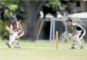  ??  ?? Batsman Riyan Perera gets ready to play the ball against Hamilton Boys’ High School.