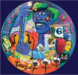  ?? On opposite page: “Dancin The Blues Away,” 1997, acrylic and collage on canvas, copyright George Hunt, was painted as the image for a 26-by-40 foot mural on the outside of the Blues & Legends Hall of Fame Museum which featured 26 of Hunt's portraits. At t ??