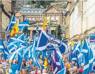  ?? Picture: Steve MacDougall. ?? Although 16,000 marched in Dundee, one correspond­ent argues it isn’t enough, especially for a supposed ‘Yes’ city.