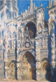  ??  ?? Besessen von tropfendem Sonnenlich­t und rinnenden Schatten: Dreißig Mal verewigte Monet die Fassade der Kathedrale von Rouen. Heute sind die Gemälde in alle Welt verstreut.