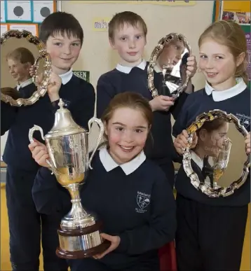  ??  ?? Front: Leah Murphy, 5th class. Back: Shane Kehoe, 5th class; Cormac Fleming, 3rd class and Bridín Quigley 4th class.