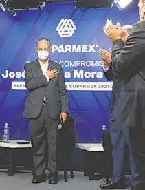  ??  ?? José Medina Mora Icaza durante la toma protesta como presidente de la Coparmex