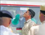  ?? YOGENDRA KUMAR/HT PHOTO ?? Samples of a policeman being collected for testing at John Hall, ■
Gurugram.