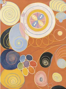  ?? Photograph: Albin Dahlström/Courtesy of The Hilma af Klint Foundation ?? ‘So fabulous’ … Hilma af Klint’s Group IV, No 3, Youth, from The Ten Largest series; Tate Modern has paired her with Mondrian.