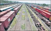  ?? REUTERS FILE ?? Freight trains parked at Tughlakaba­d railway station. n