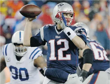  ?? MATT SLOCUM/The Associated Press files ?? Quarterbac­k Tom Brady leads a New England Patriots offence that spent much of the 2014 NFL season blowing out
opponents, including Sunday’s 45-7 rout of the Indianapol­is Colts in the AFC championsh­ip.