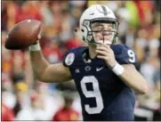  ?? JAE C. HONG — THE ASSOCIATED PRESS FILE ?? In this Monday file photo, Penn State quarterbac­k Trace McSorley passes against Southern California during the first half of the Rose Bowl NCAA college football game in Pasadena McSorley is one in a group of Heisman longshots who could end up...