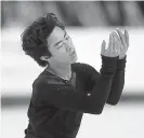  ?? Matthew Stockman, Getty Images ?? Nathan Chen competes in the free skate on Sunday in Las Vegas.