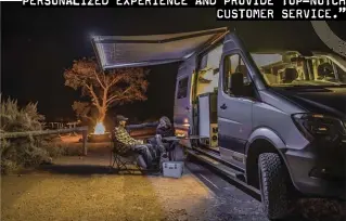  ??  ?? Blacksford specialize­s in off-road– ready RVs or Sprinter vans. They come fully stocked and can be waiting at the airport for your arrival to Montana
or Las Vegas.
