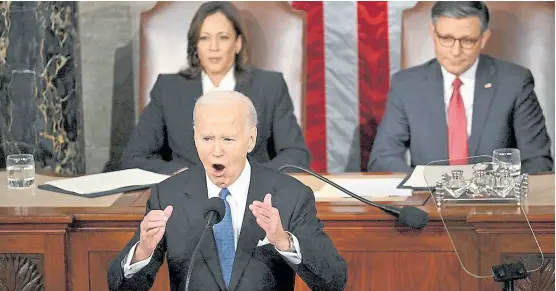  ?? Mandel ngan/afp ?? Biden, anteanoche, en el Congreso durante el discurso sobre el Estado de la Unión