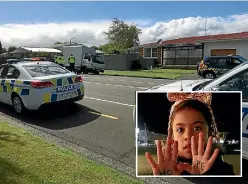  ?? PHOTO: MIRI SCHROETER/FAIRFAX NZ AND SUPPLIED ?? Lani Rongokea, 6, was hit near the intersecti­on of Katene St and Park Rd. Inset: Lani Rongokea