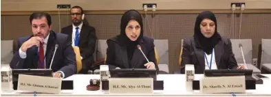  ??  ?? HE Sheikha Alya Ahmed bin Saif al-Thani led the Qatari delegation at the session.