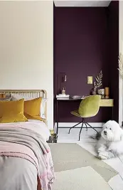  ??  ?? Dulux’s new Simply Refresh one-coat paint comes in a range of colours, including Natural Hessian, £46 for 5L, and Decadent Damson, £18 for 1.25L (homebase.co.uk)