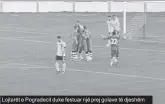  ??  ?? Lojtarët e Pogradecit duke festuar një prej golave të djeshëm