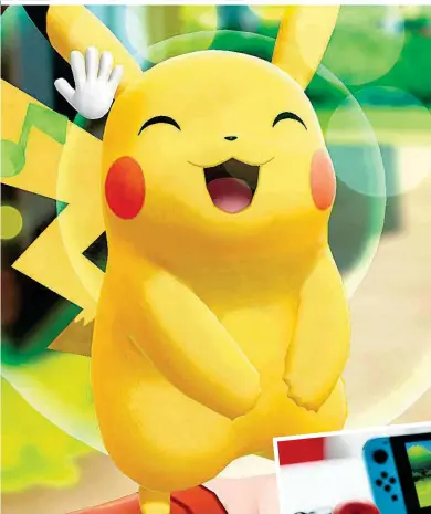  ??  ?? Pikachu (li.) ist eines der beliebtest­en Pokémon und kann im Pokéball Plus (u.) mitgenomme­n werden