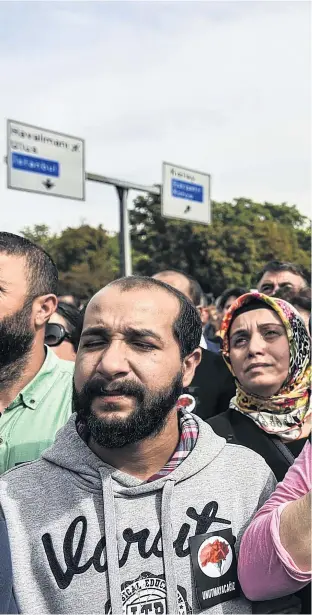  ?? AFP/GETTY ?? Protesters at the scene of the bombing in Ankara yesterday; they chanted ‘Murderer Erdogan’ and there were skirmishes with police