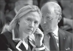  ??  ?? Secretary of State Hillary Rodham Clinton and French Foreign Minister Laurent Fabius are seen at the Friends of Syria conference in Paris in this July 6 photo. Clinton will meet with Turkish officials and Syrian activists today in Istanbul.