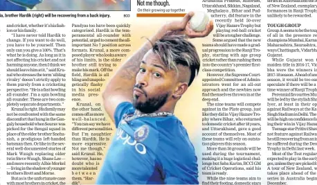  ?? BCCI ?? While Krunal Pandya will be a part of the India T20 squad in Australia, brother Hardik (right) will be recovering from a back injury.